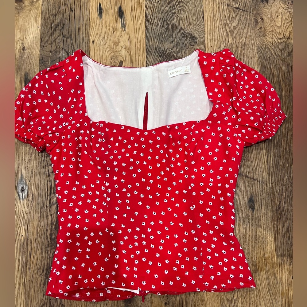 Kookai Red Floral Blouse
